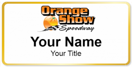 Custom name badges for Orange Show Speedway