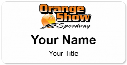Custom name badges for Orange Show Speedway