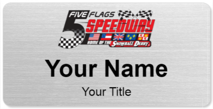 Custom name badges for Five Flags Speedway
