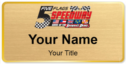 Custom name badges for Five Flags Speedway