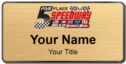 Custom name badges for Five Flags Speedway