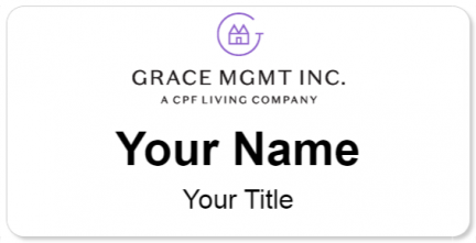 Custom name badges for Grace Management Inc