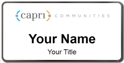 Custom name badges for Capri Communities LLC
