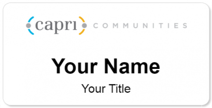 Custom name badges for Capri Communities LLC