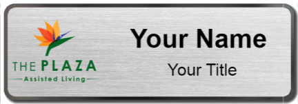 Custom name badges for Plaza Assisted Living