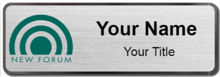 Custom name badges for New Forum Inc