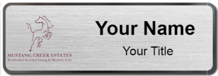 Custom name badges for Mustang Creek Estates