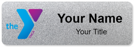 Custom name badges for YMCA Blue Logo