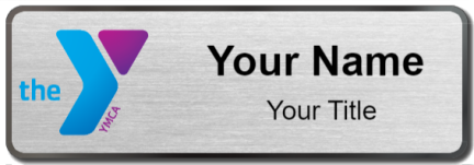 Custom name badges for YMCA Blue Logo