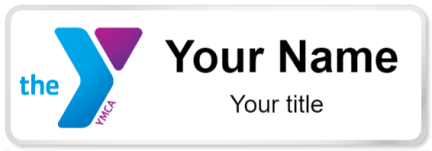 Custom name badges for YMCA Blue Logo