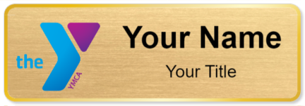 Custom name badges for YMCA Blue Logo