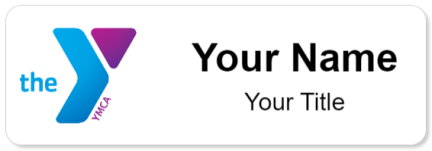 Custom name badges for YMCA Blue Logo