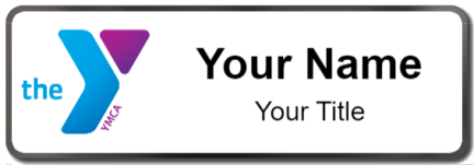 Custom name badges for YMCA Blue Logo