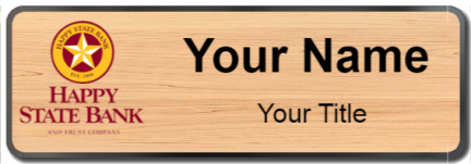 Custom name badges for Happy State Bank