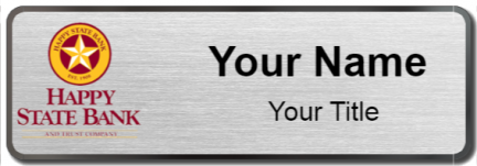 Custom name badges for Happy State Bank