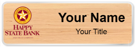 Custom name badges for Happy State Bank