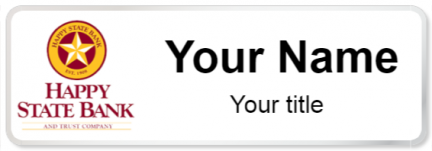 Custom name badges for Happy State Bank