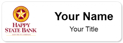 Custom name badges for Happy State Bank