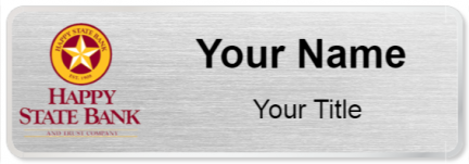 Custom name badges for Happy State Bank