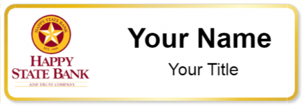 Custom name badges for Happy State Bank