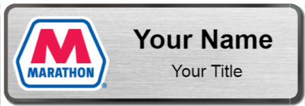 Custom name badges for Marathon Gas