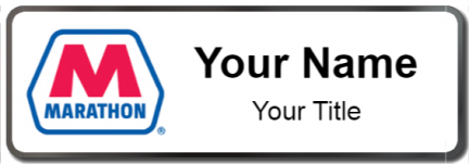 Custom name badges for Marathon Gas
