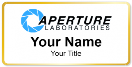 Custom name badges for Aperture Laboratories