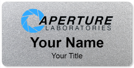 Custom name badges for Aperture Laboratories