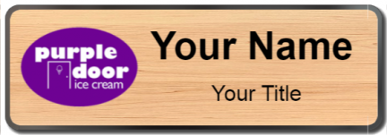 Custom name badges for Purple Door Ice Cream