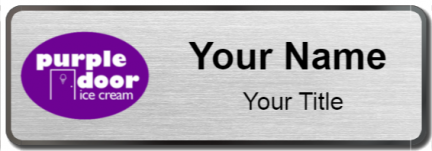 Custom name badges for Purple Door Ice Cream