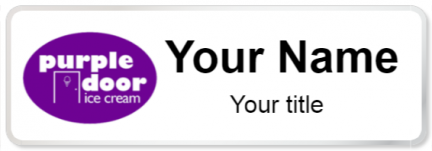 Custom name badges for Purple Door Ice Cream