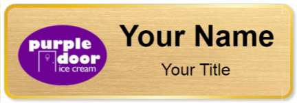 Custom name badges for Purple Door Ice Cream