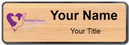Custom name badges for Healing Voices Caring Hearts