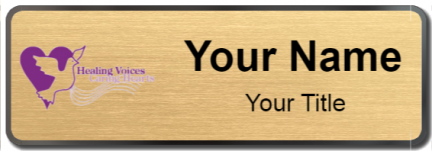 Custom name badges for Healing Voices Caring Hearts