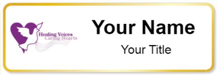 Custom name badges for Healing Voices Caring Hearts